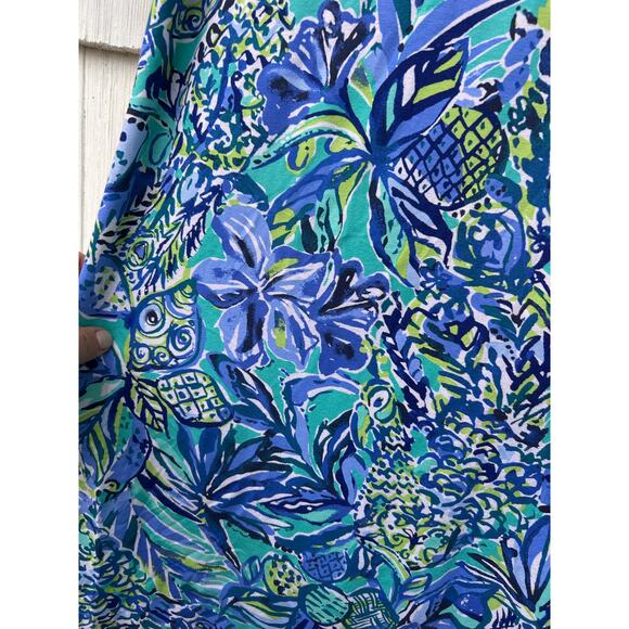 Lilly Pulitzer Lula Bonnet Blue Ruffle Sleeve Shift Dress Mini Length Size L - Picture 6 of 8